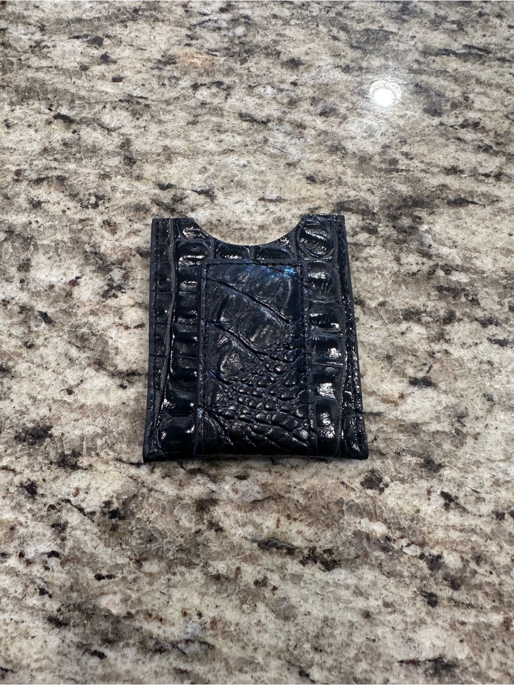 Brighton Black Croc-Embossed Leather Card Holder
